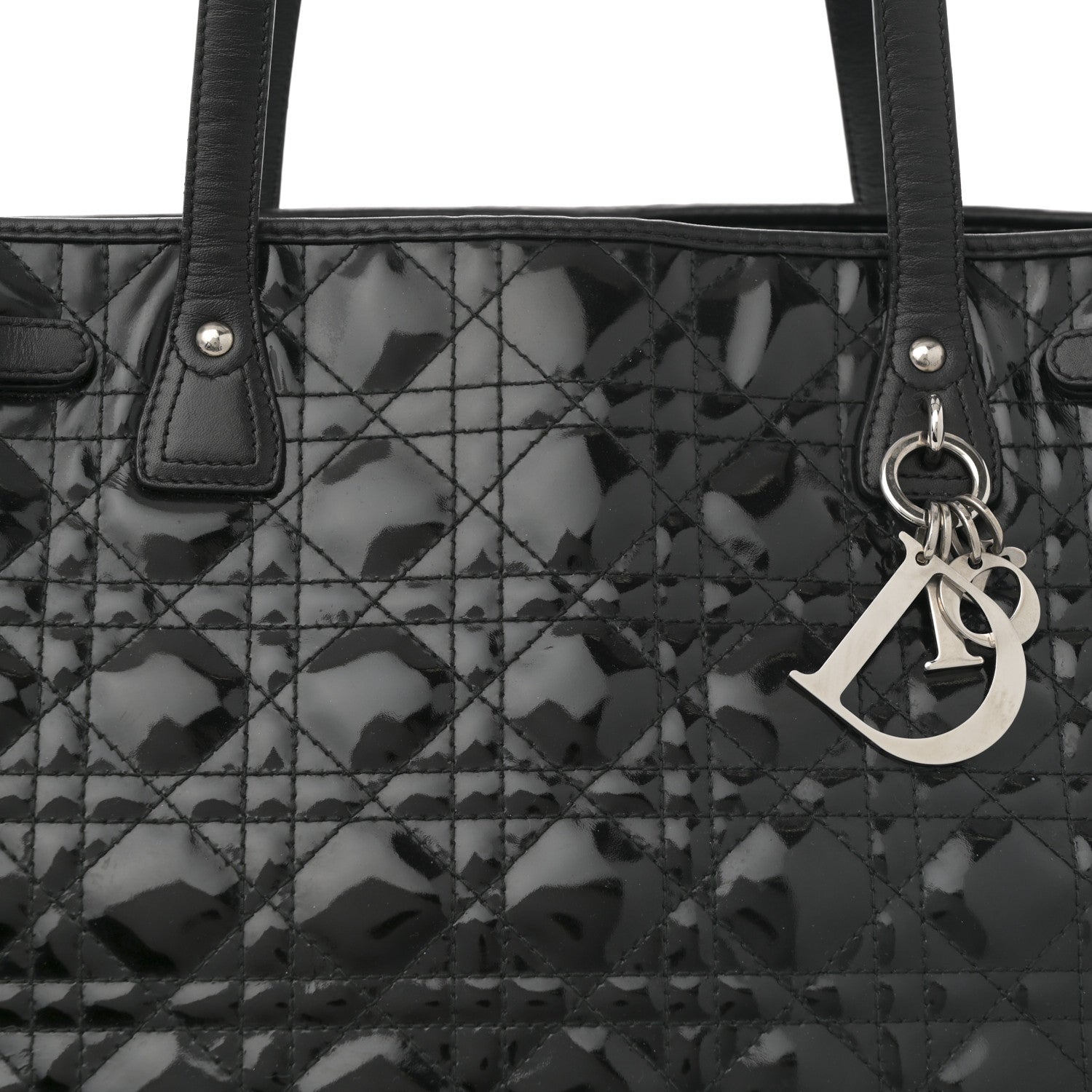 Christian Dior Patent Cannage Medium Panarea Tote Black 14 of 23