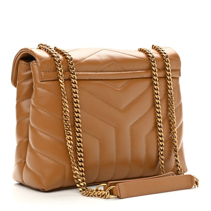 Saint Laurent Calfskin Y Quilted Monogram Small Loulou Chain Satchel Dark Natural 3 of 10