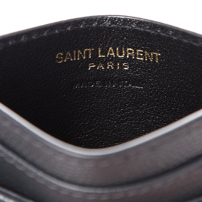 Saint Laurent Grain De Poudre Matelasse Chevron Monogram Credit Card Case Earth 5 of 6