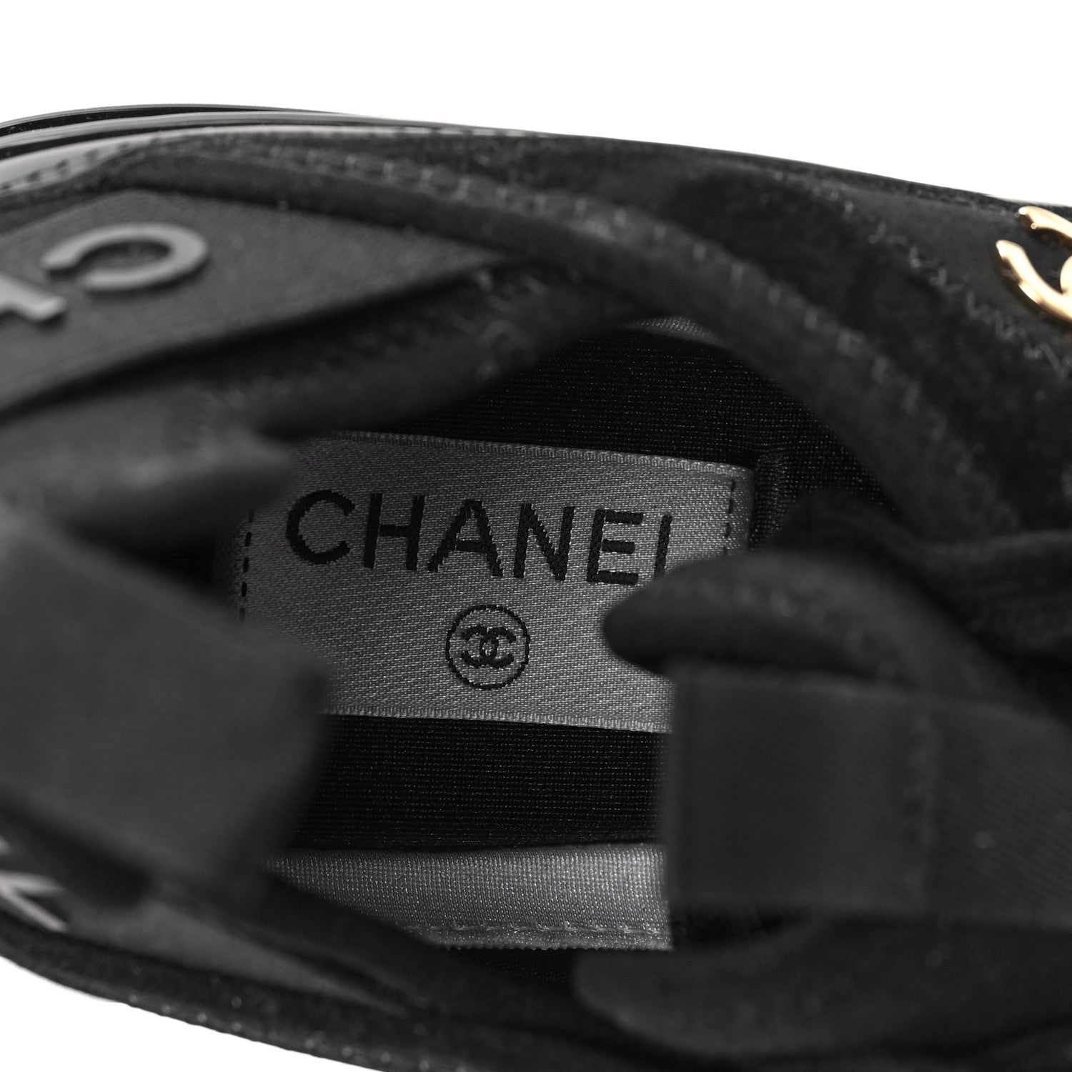Chanel Velvet Calfskin Mixed Fibers CC Sneakers 38.5 Black 8 of 8