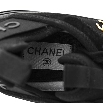 Chanel Velvet Calfskin Mixed Fibers CC Sneakers 38.5 Black 8 of 8