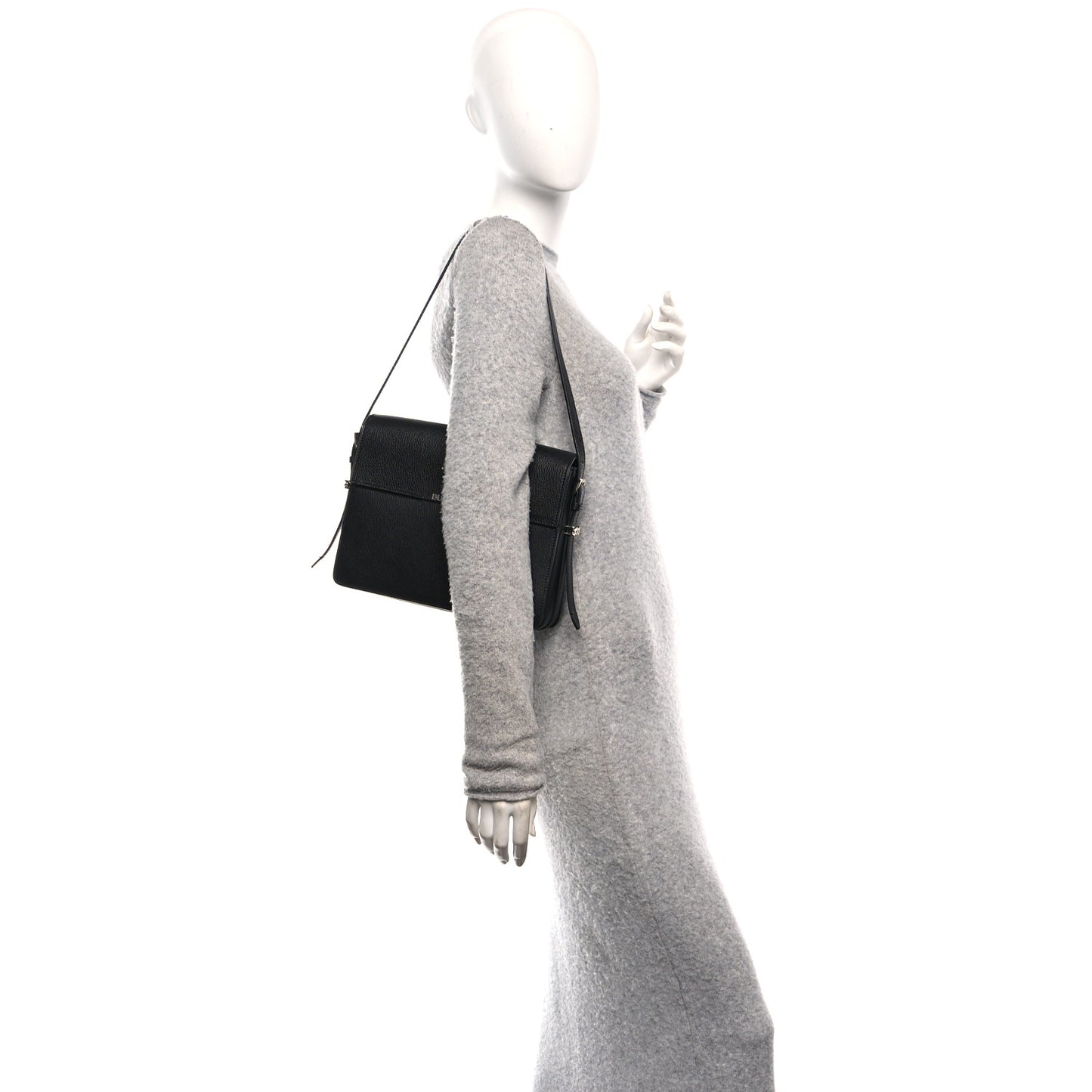 Grained Calfskin Large Grace Bag Black