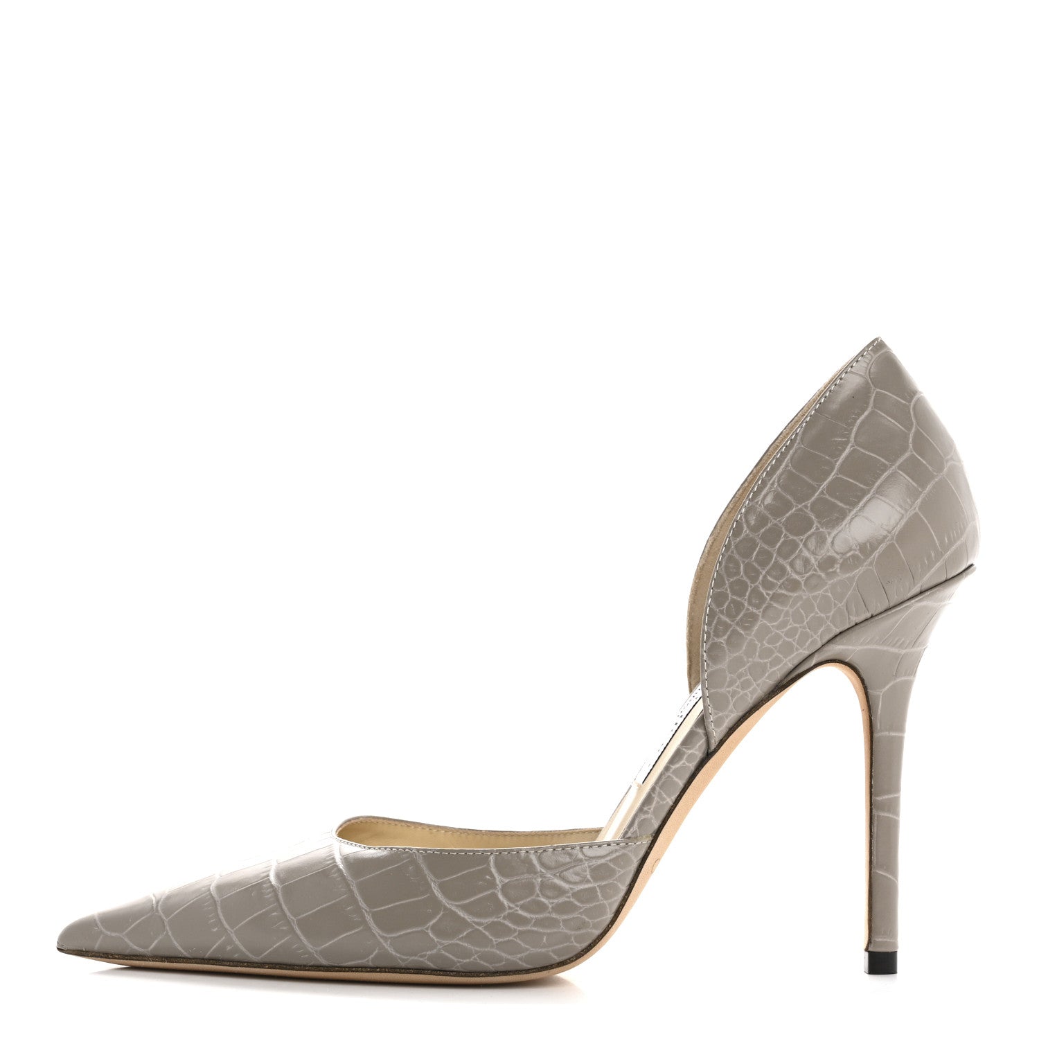 Jimmy Choo Crocodile Embossed Calfskin Addison d'Orsay Pump 38 Sand 1 of 7