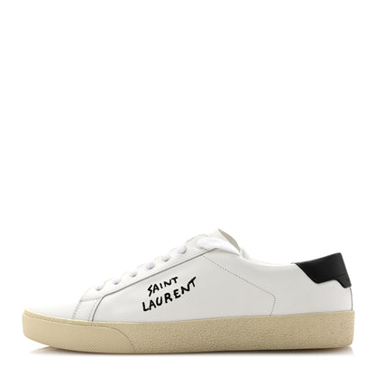 Saint Laurent Calfskin Embroidered Court Classic Sneakers 41 White Black 1 of 7