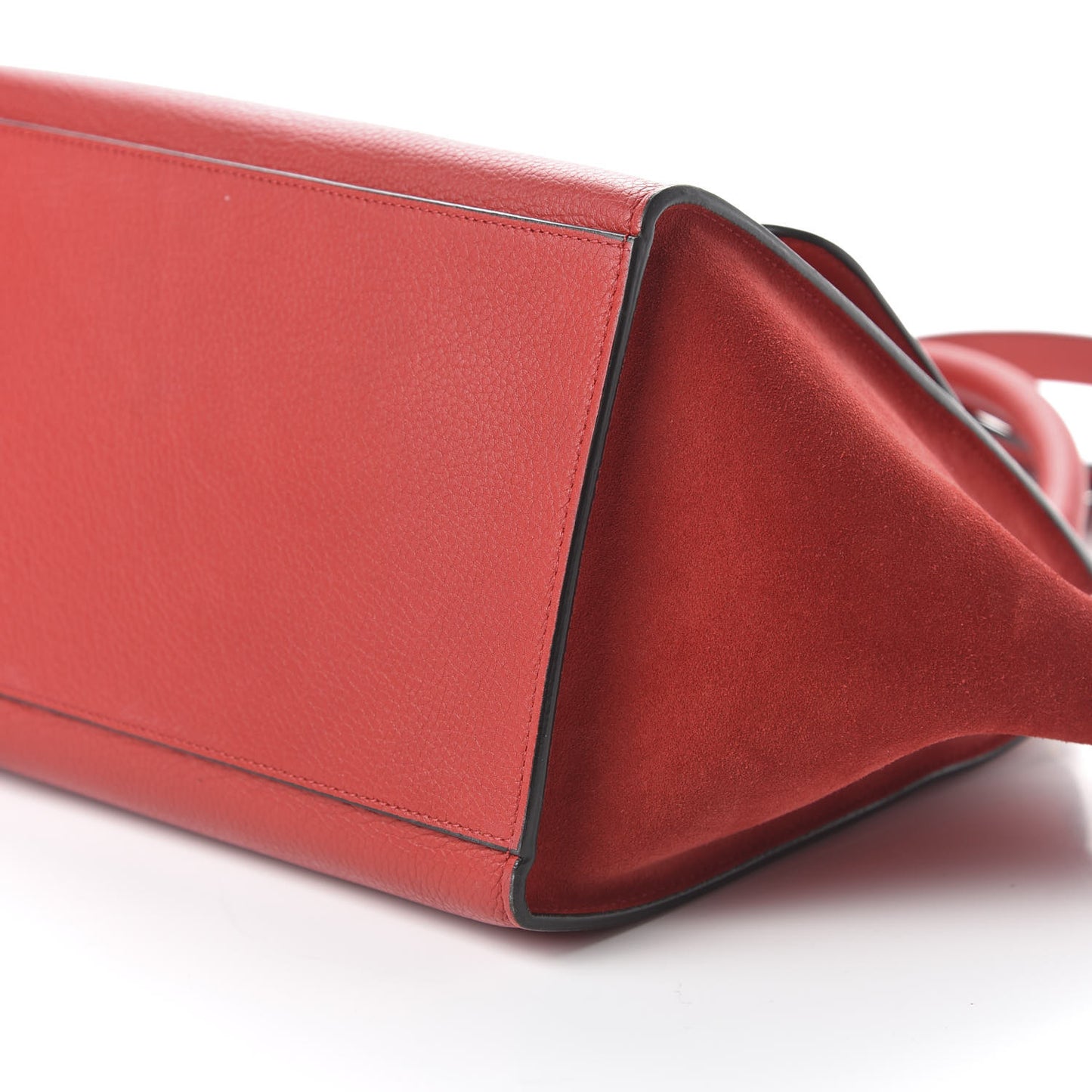 Drummed Calfskin Suede Small Trapeze Coquelicot