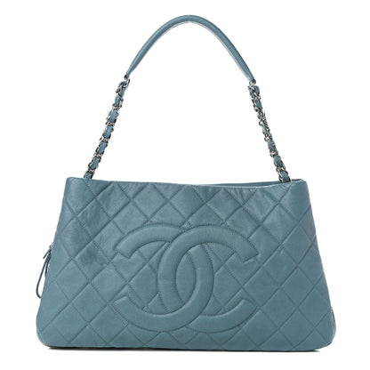 Chanel Caviar Quilted Expandable Zip Shoulder Bag Blue 1 of 10