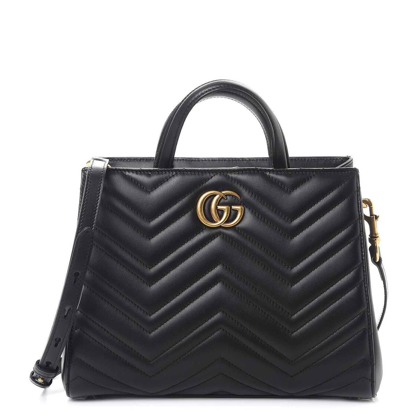 Calfskin Matelasse Small GG Marmont Tote Black