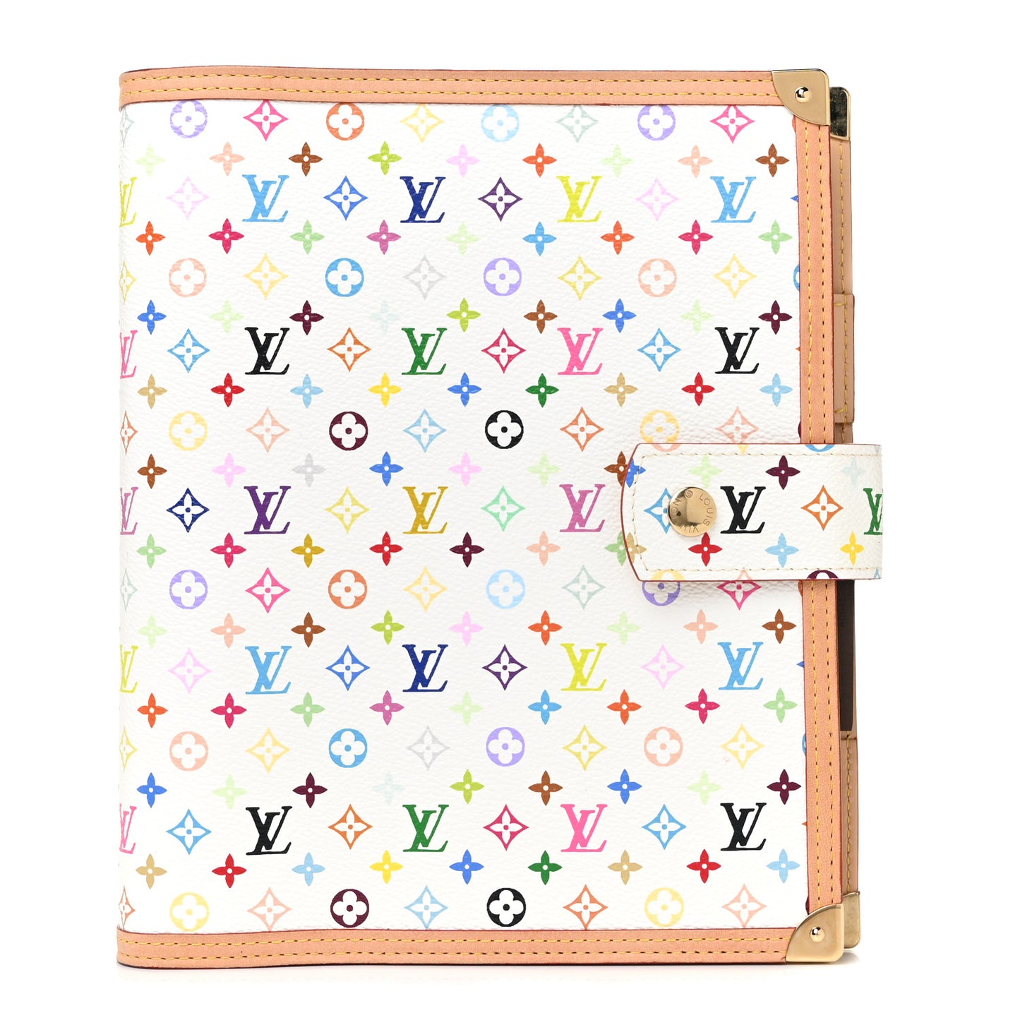 Monogram Multicolor Large Ring Agenda Cover White