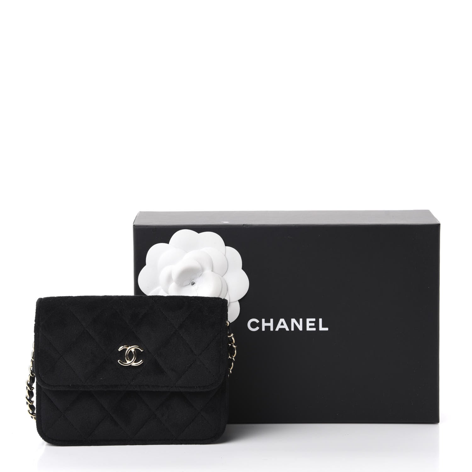 Chanel Velvet Quilted Pearl Crush Clutch With Chain Black 12 of 12