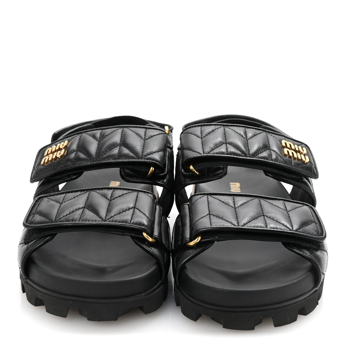 Nappa Matelasse Sporty Sandals 39 Black