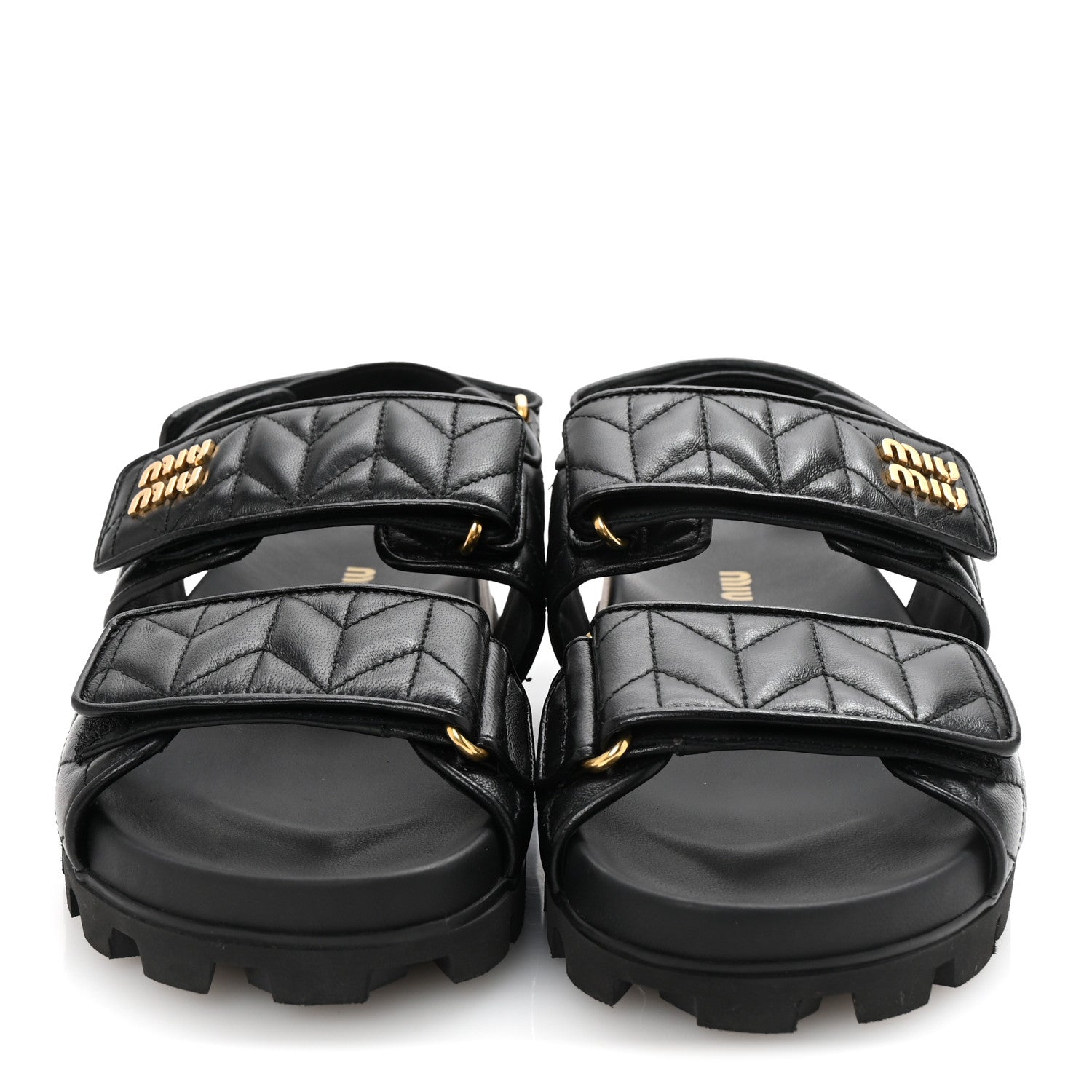 Miu Miu Nappa Matelasse Sporty Sandals 39 Black 3 of 10