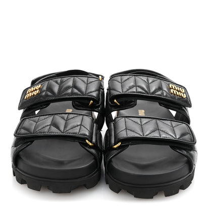 Miu Miu Nappa Matelasse Sporty Sandals 39 Black 3 of 10