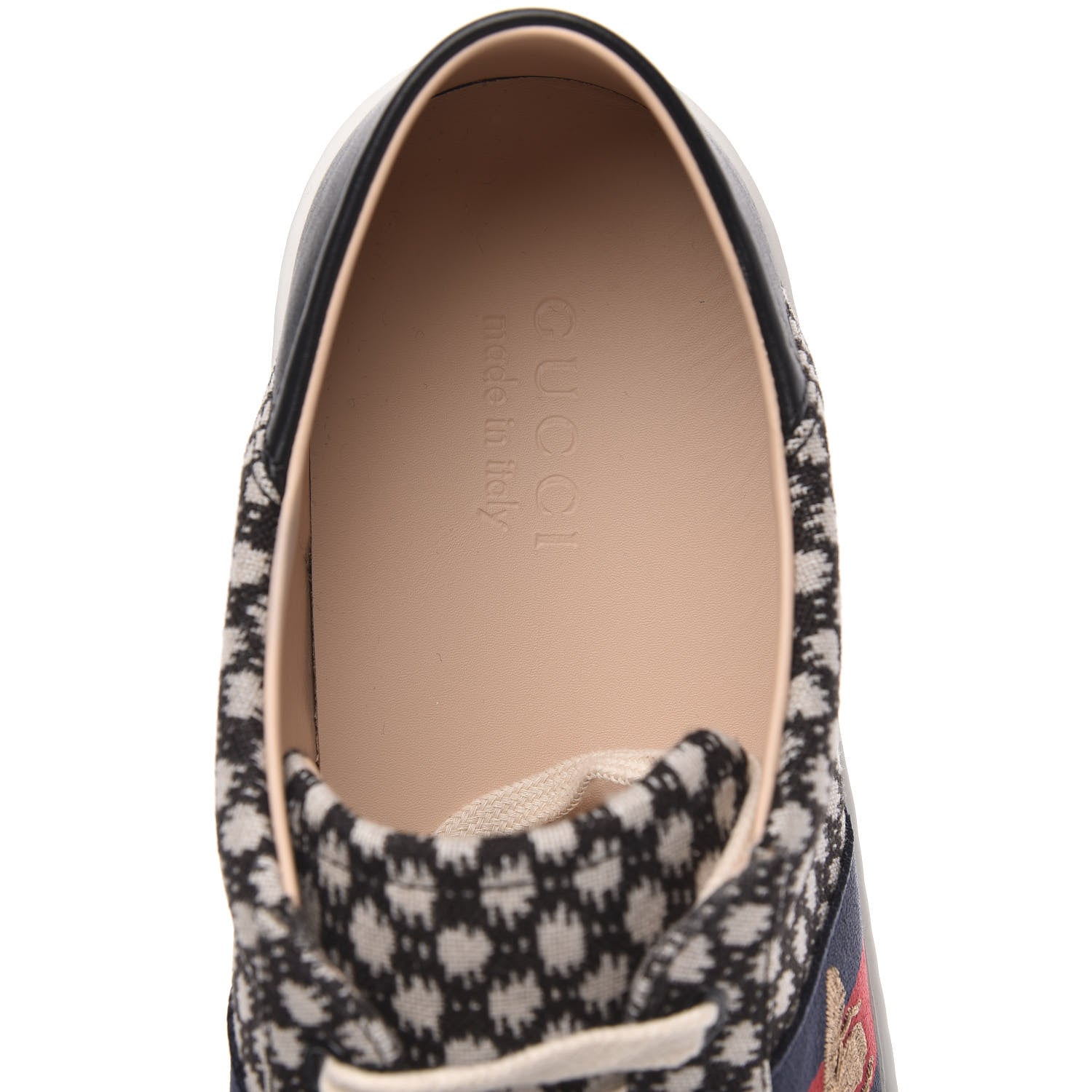 Gucci Jacquard Bee Embroidered Mens Ace Sneakers 12 Black Ivory 6 of 10