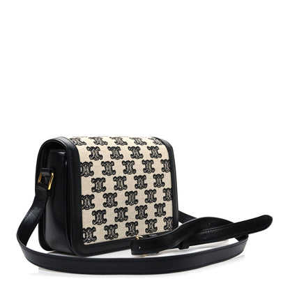 Celine Canvas Calfskin Triomphe Embroidered Teen Triomphe Bag Black 3 of 11