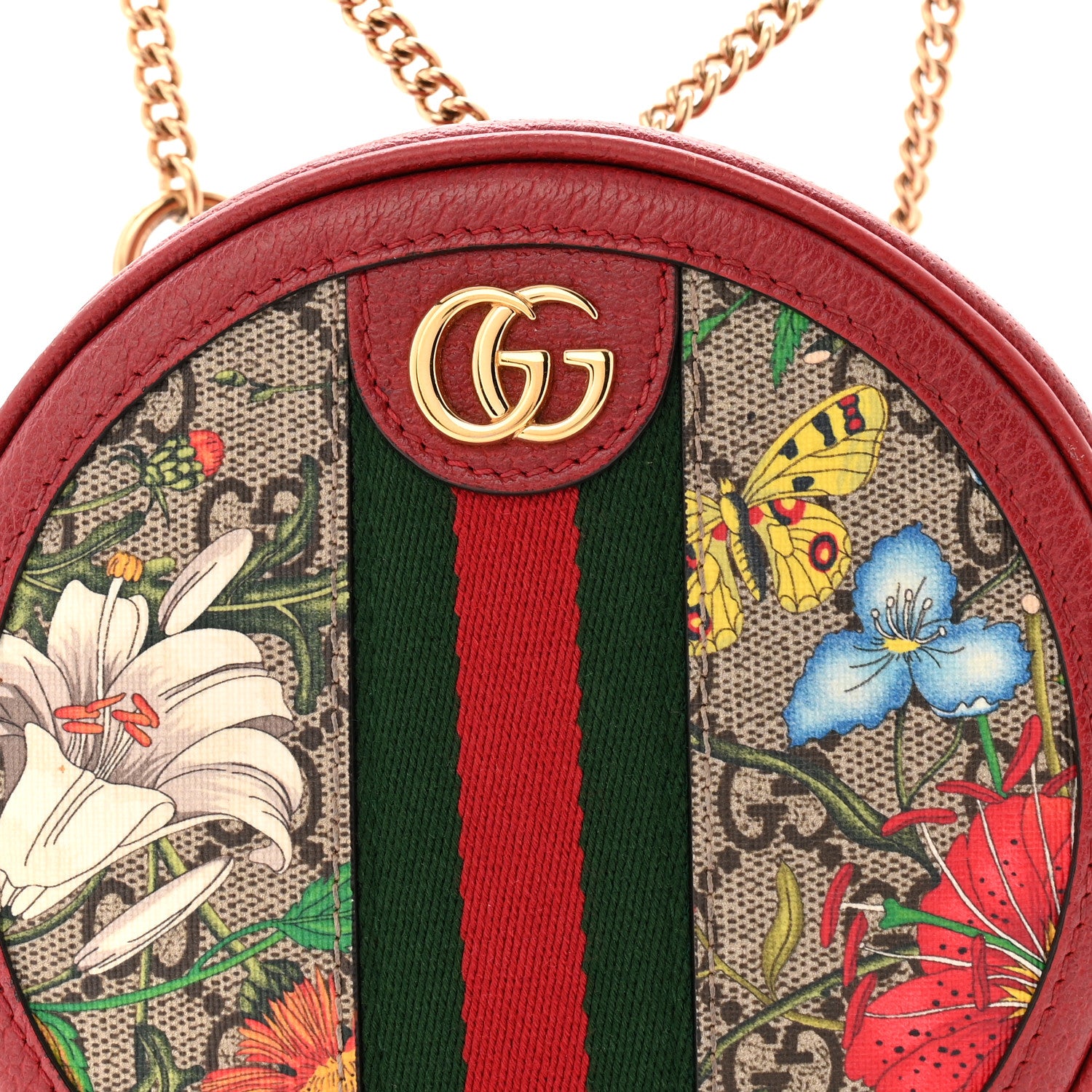 Gucci GG Supreme Monogram Web Flora Mini Ophidia Round Backpack Red 1824941 – FASHIONPHILE