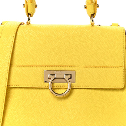 Salvatore Ferragamo Calfskin Sofia Gancini Satchel Yellow 8 of 10