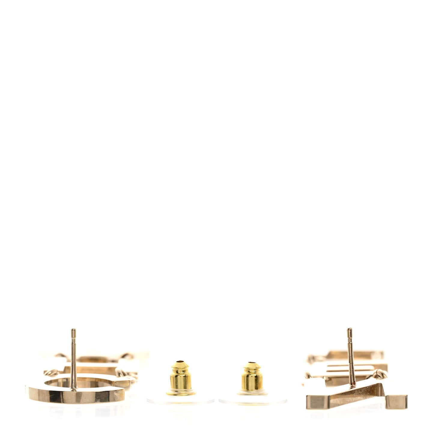 Metal Cha-Nel Logo Drop Earrings Gold