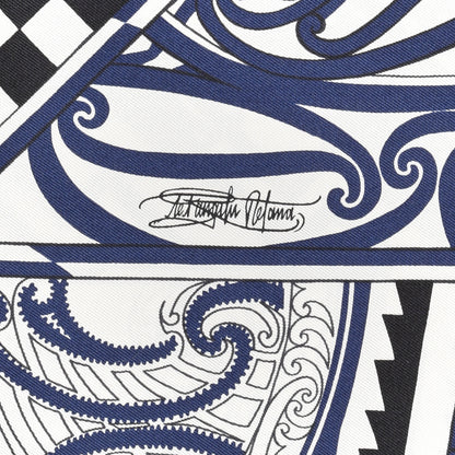 Hermes Silk Kawa Ora Scarf 90 Ivory Marine Black 3 of 6