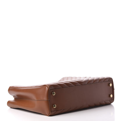 Saint Laurent Smooth Calfskin Matelasse Chevron Large Monogram Shopping Bag Brown 4 of 10