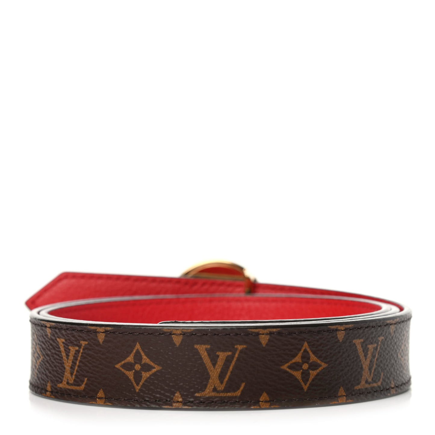 Calfskin Monogram 25mm LV Circle Reversible Belt 85 34 Red