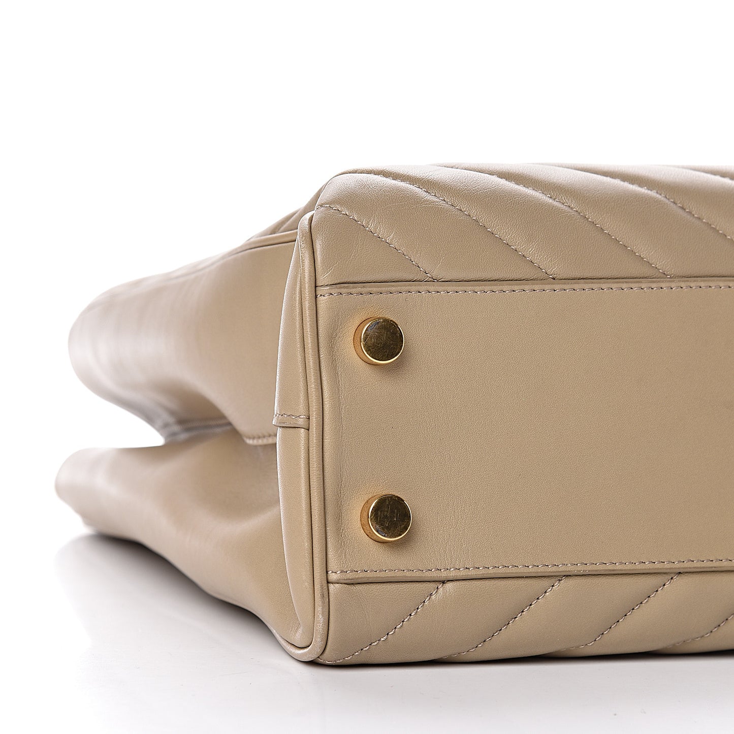 Lambskin Matelasse Chevron Monogram Shopping Bag Dark Beige