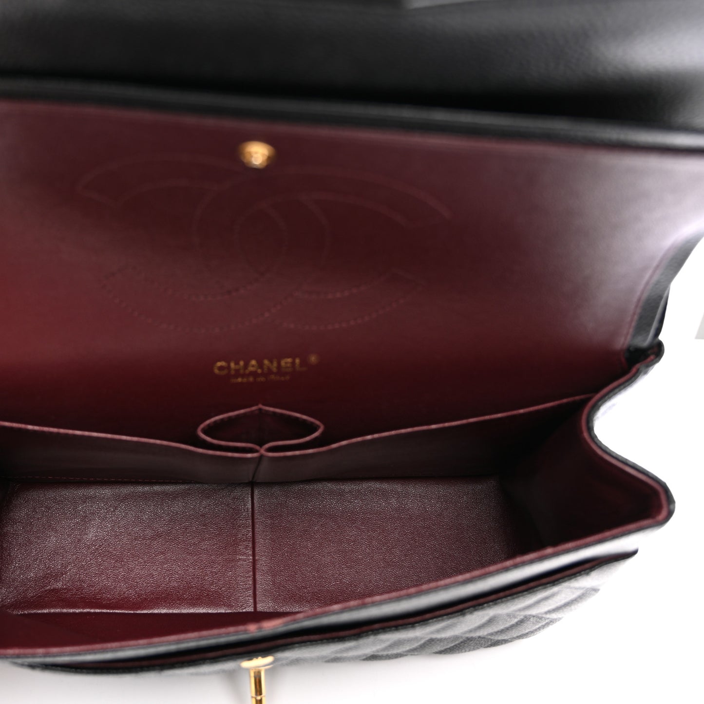 Caviar Quilted Jumbo Double Flap Black