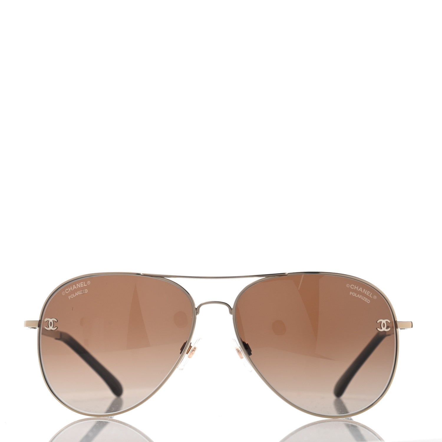Chanel Aviator CC Sunglasses 4189-T-Q Gold 2 of 9