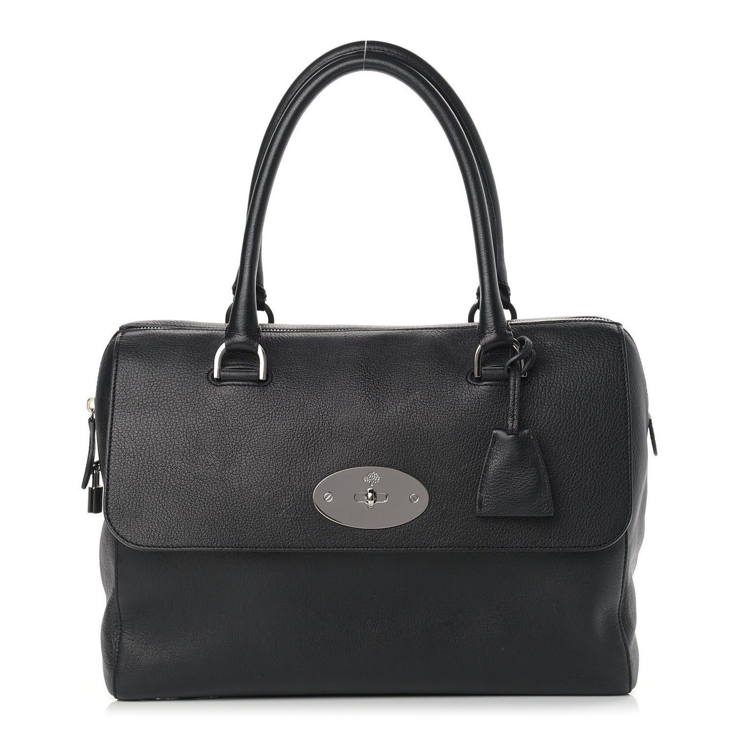 Glossy Goatskin Medium Del Rey Satchel Black