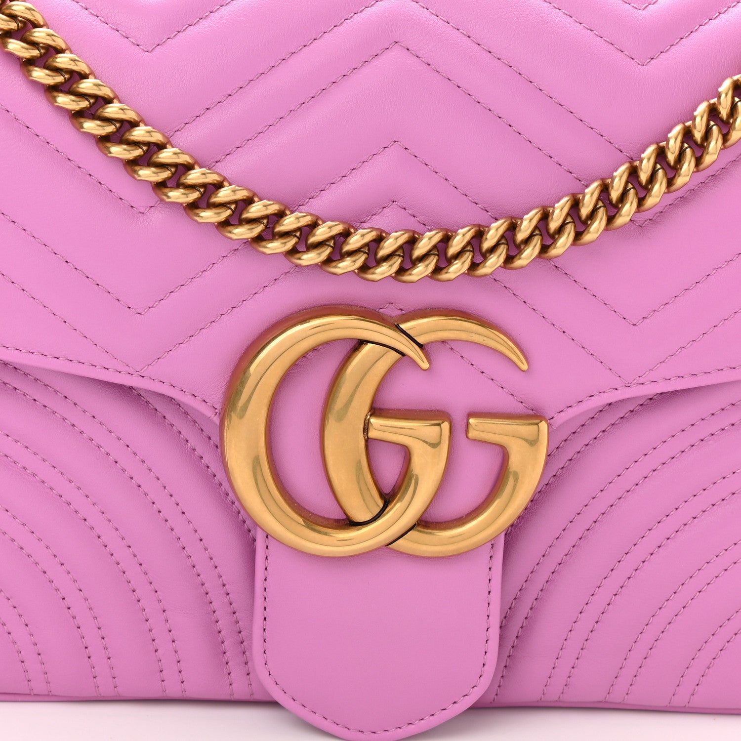 Gucci Calfskin Matelasse Medium GG Marmont Shoulder Bag Candy Mousse 8 of 10