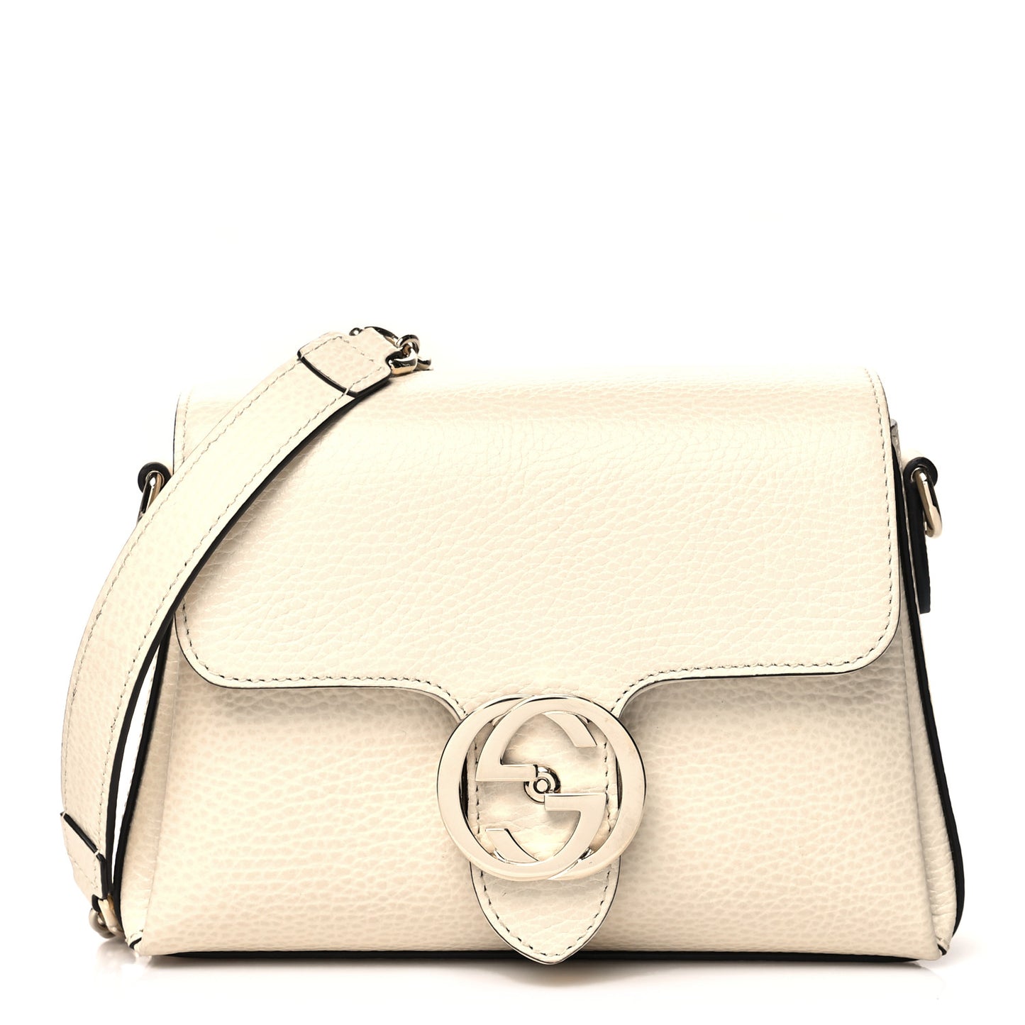 Dollar Calfskin Interlocking G Crossbody Bag Mystic White