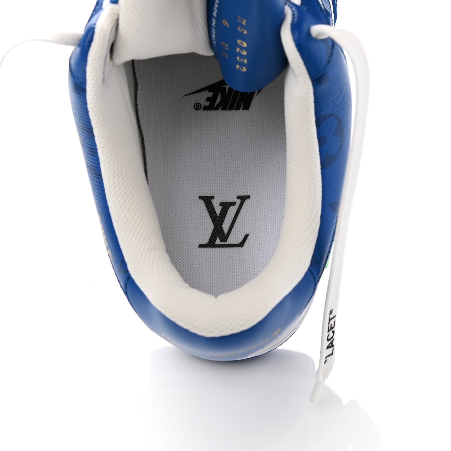 X NIKE AIR FORCE 1 Calfskin Monogram Mens Sneakers 6 Blue