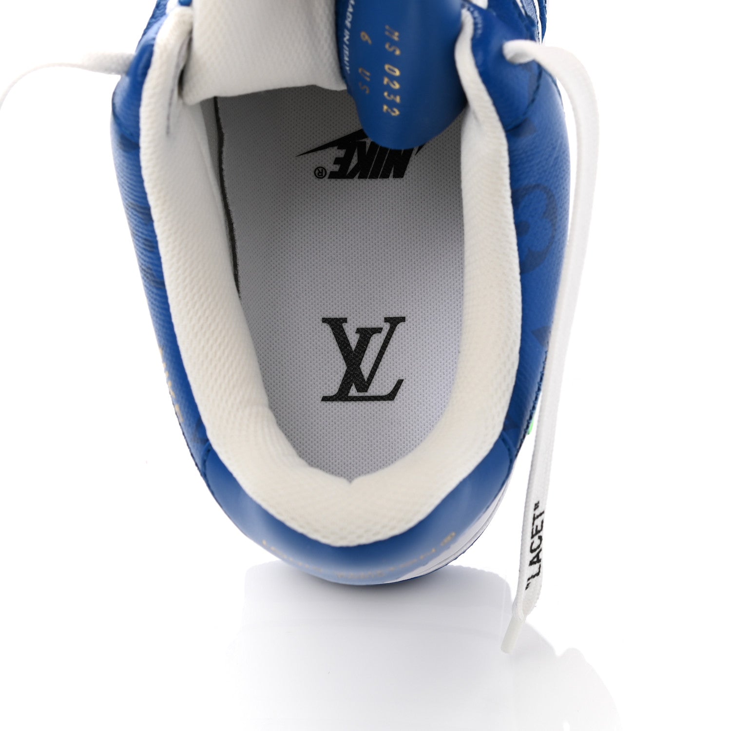 Louis Vuitton X NIKE AIR FORCE 1 Calfskin Monogram Mens Sneakers 6 Blue 9 of 11