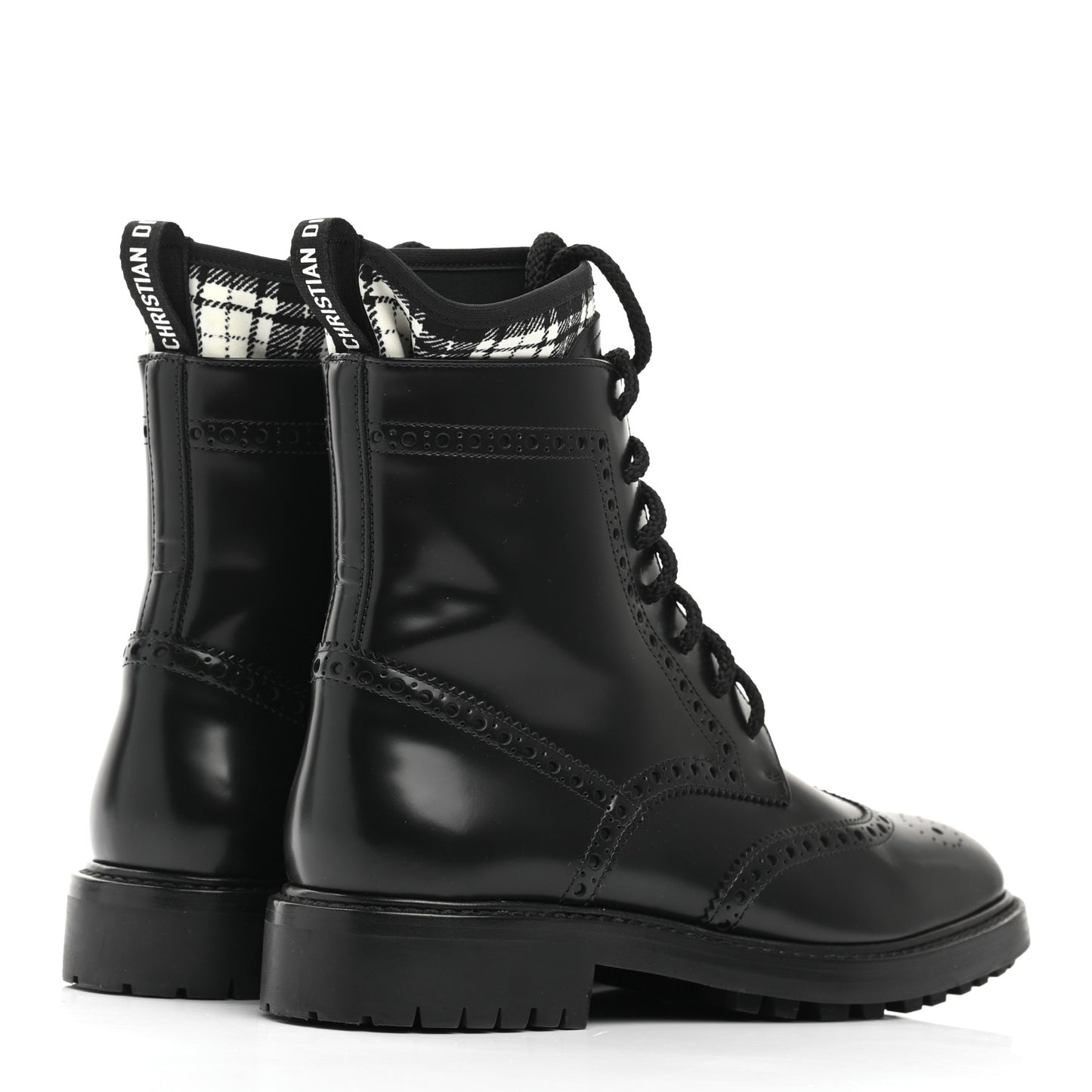 Calfskin Tartan D-Order Low Boot 36.5 Black White
