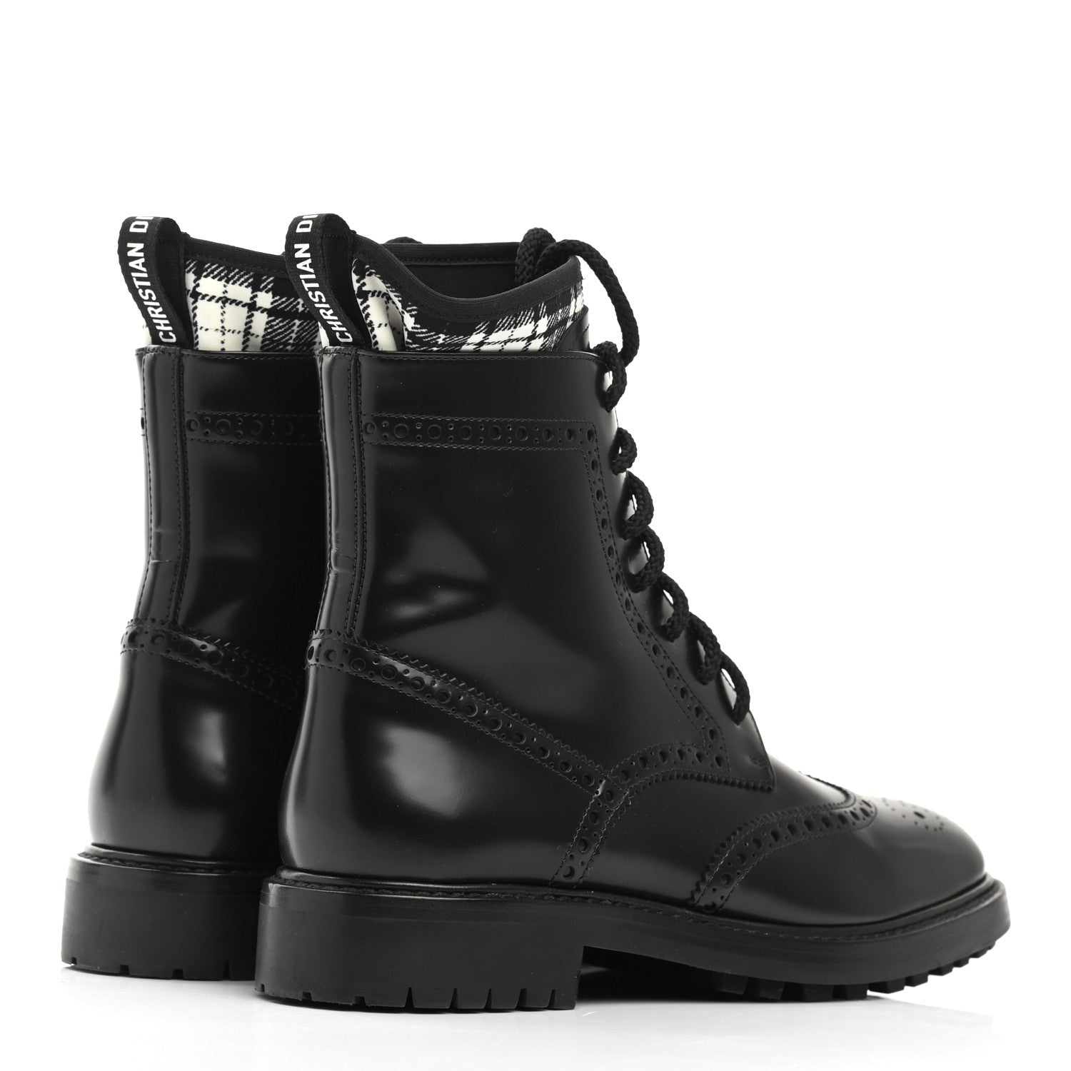 Christian Dior Calfskin Tartan D-Order Low Boot 36.5 Black White 4 of 8