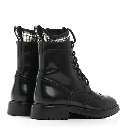 Christian Dior Calfskin Tartan D-Order Low Boot 36.5 Black White 4 of 8