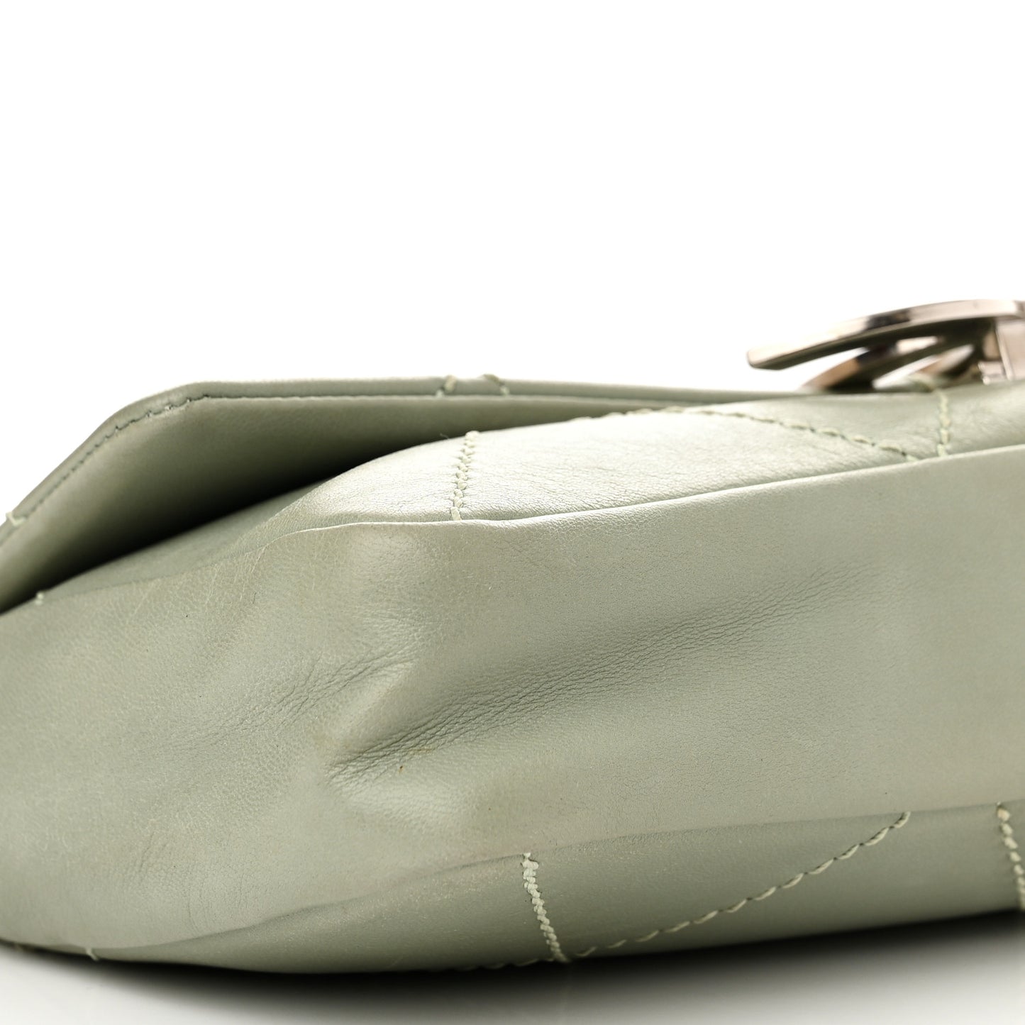 Lambskin Diamond Stitched CC CC East West Flap Light Green