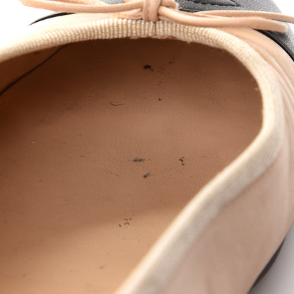 Chanel Lambskin Cap Toe CC Ballerina Flats 39 Beige Black 11 of 13
