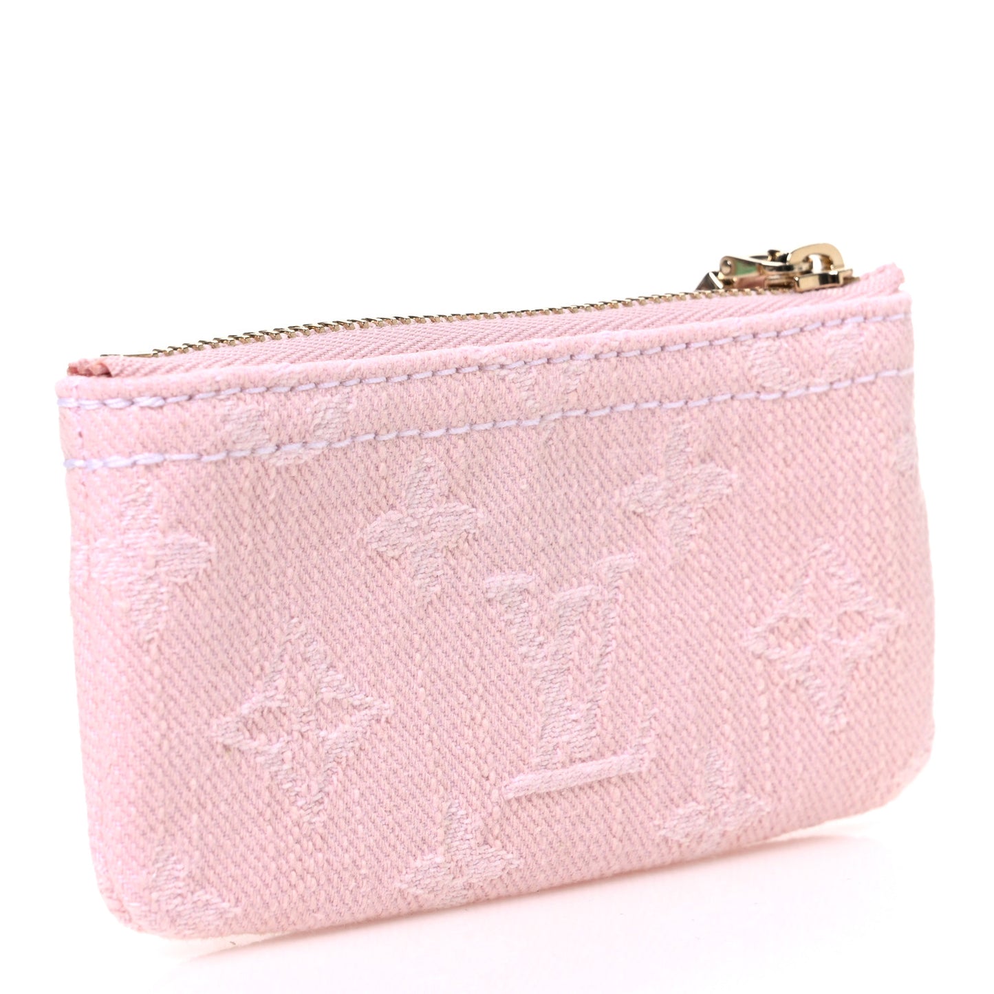Monogram Denim Key Pouch Washed Pink