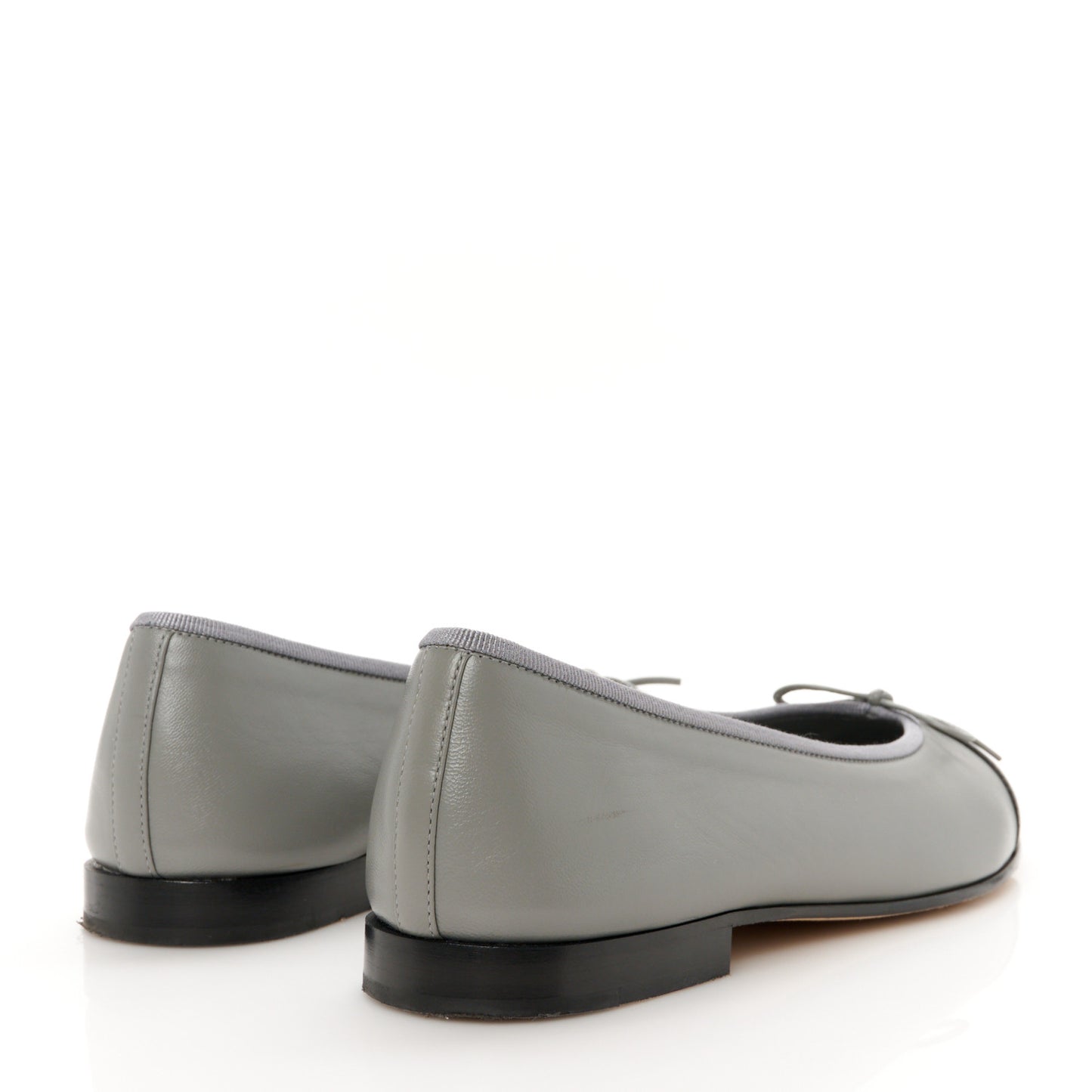 Lambskin Cap Toe CC Ballerina Flats 38.5 Grey Black
