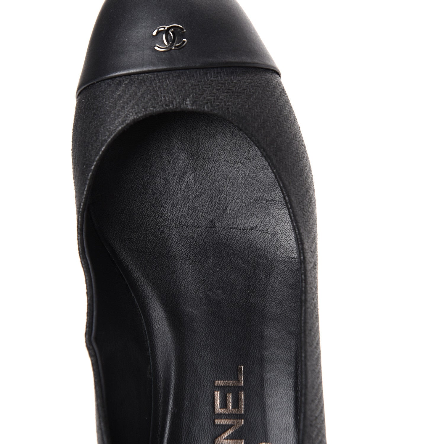 Chanel Embossed Lambskin CC Cap Toe Pump 36 Black 11 of 11
