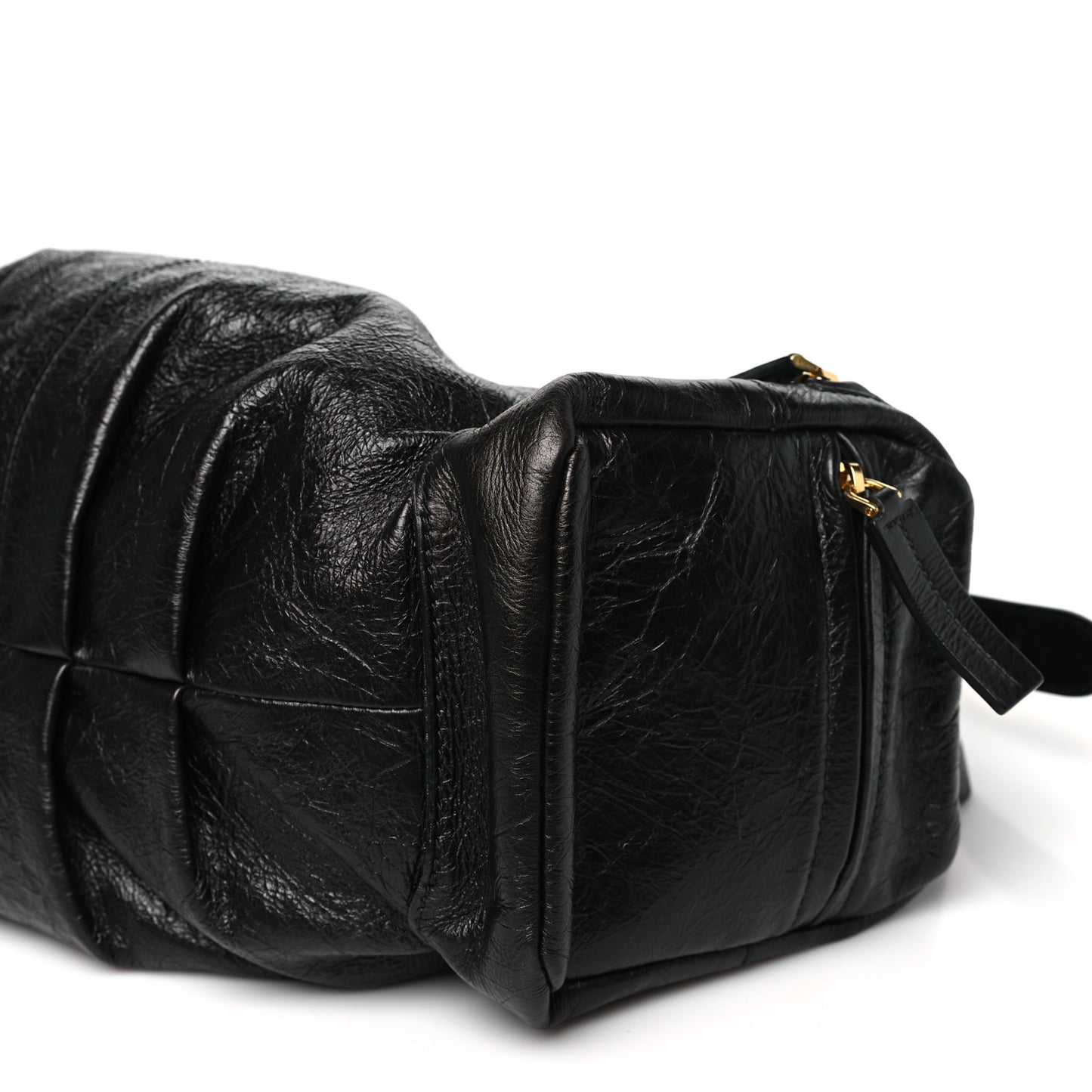 Crinkled Calfskin Large Grand Tour Multipocket Bag Black