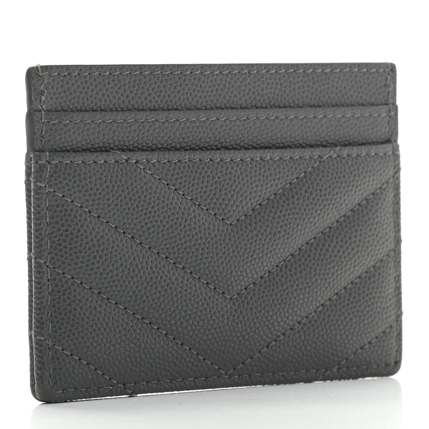 Grain De Poudre Matelasse Chevron Monogram Credit Card Case Earth