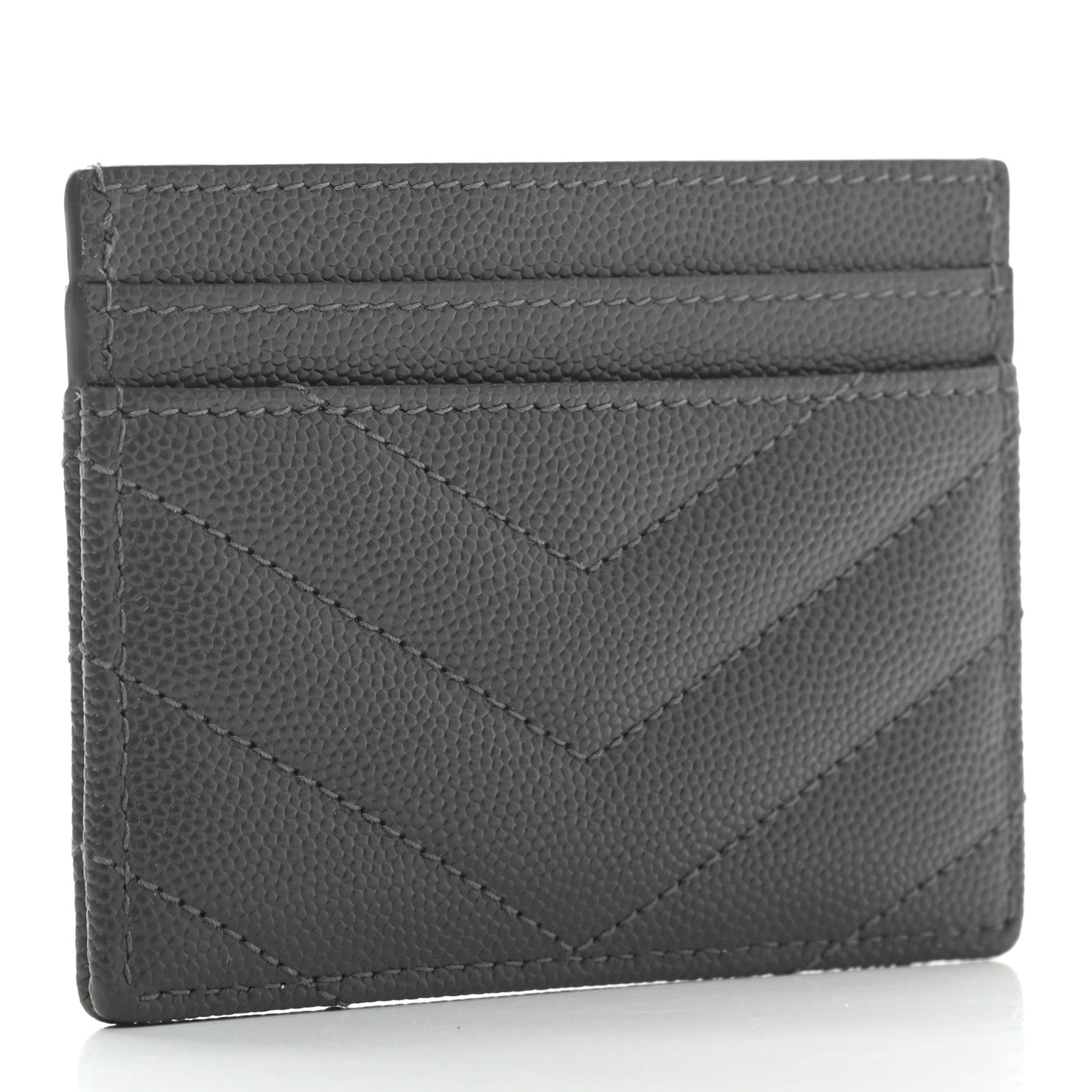 Saint Laurent Grain De Poudre Matelasse Chevron Monogram Credit Card Case Earth 3 of 7