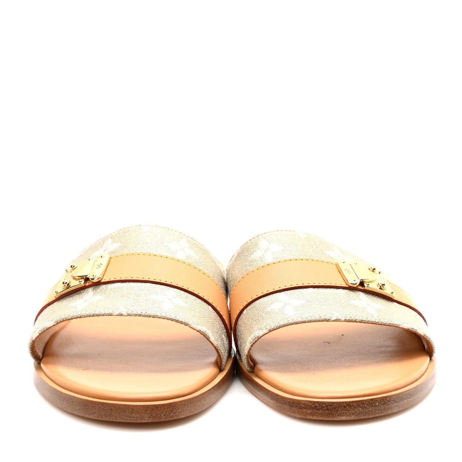 Louis Vuitton Monoglam Lock It Flat Mule 40 Gold 3 of 9