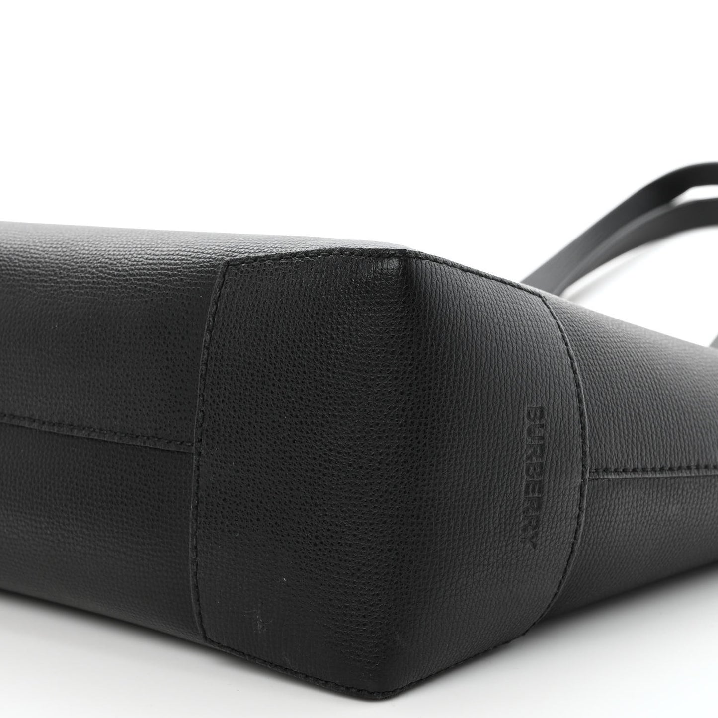Calfskin TB Motif Embossed Tote Black