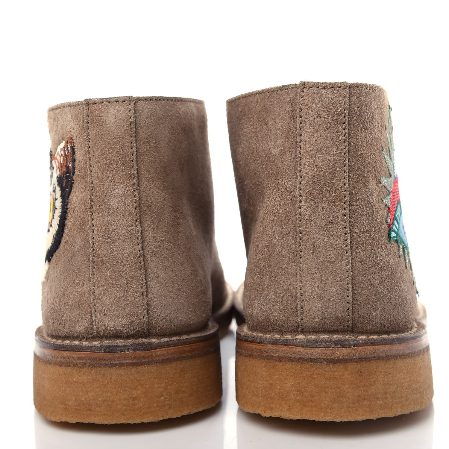 Gucci Suede Embroidered Mens UFO and Owl Boots 8 Beige 7 of 10