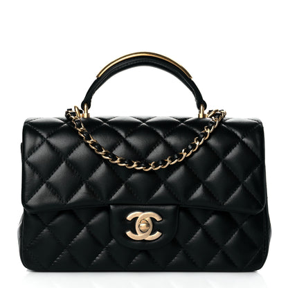 Chanel Lambskin Quilted Metal Mini Top Handle Rectangular Flap Black 1 of 11