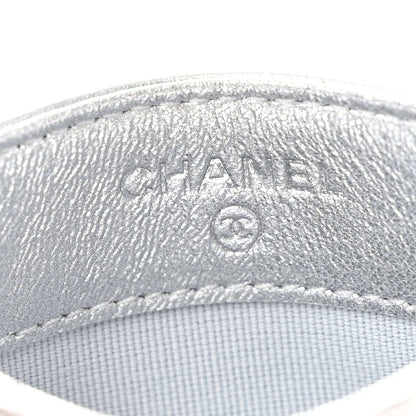 Chanel Metallic Lambskin Quilted CC Card Holder Silver 6 of 10