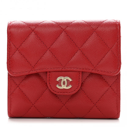 Chanel Caviar Quilted Compact Flap Wallet Red 1 of 8