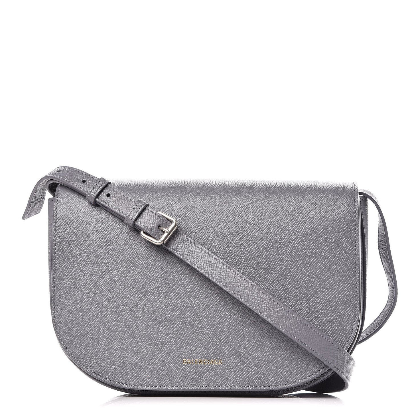 Grained Calfskin Logo S Ville Day Bag Gris Perle Fonce White